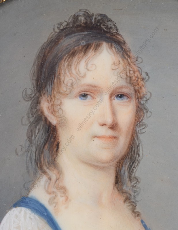 Nicolas Pinet (1770-1842) "Lady in blue dress" high quality miniature, 1795/1800 gallery
