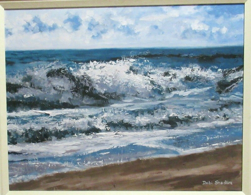 DEBI STADLIN "AFTER THE STORM" ORIGINAL OIL ON CANVAS SEASCAPE PAINTING 