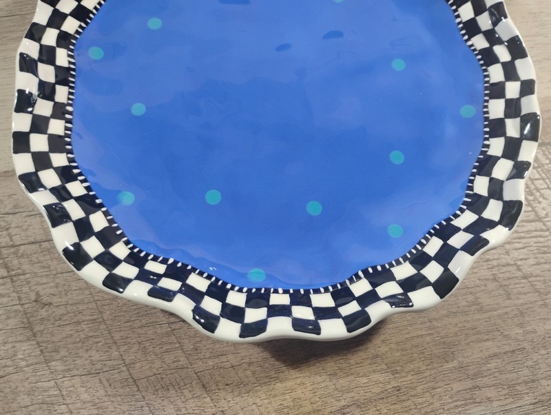 3 Judie Bomberger Beautiful 8 Inch Whimsical Salad Plates 1 Yellow And 2 Blue gallery