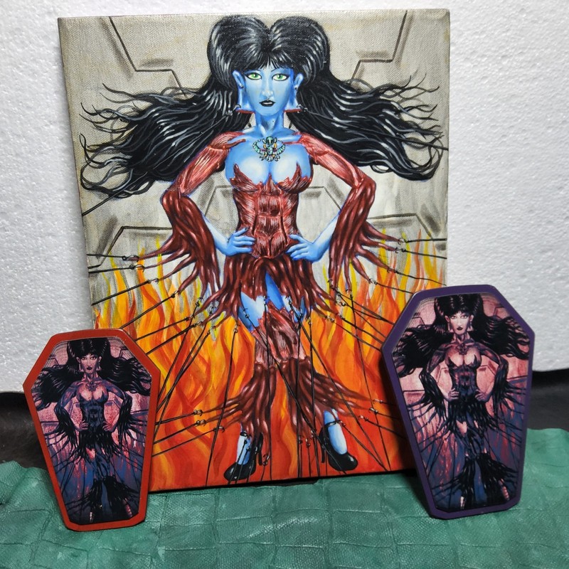 1 original 2 prints horror pinup girl art zombie girl meat dress hooks tattoo