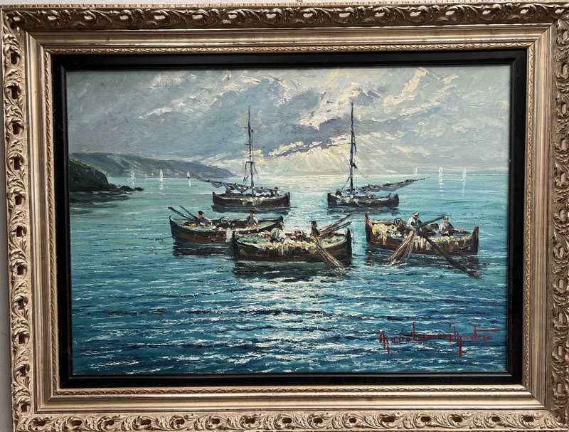 Stunning Oil on Canvas By Italian Artist Mario Di Martino «Italian Coast»