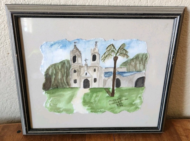 Mission Concepcion Painting By JLC ’96 Framed 13 1/4″ x 11 1/4″ Signed