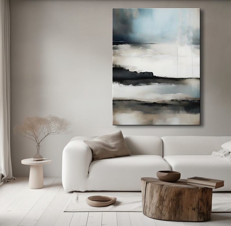 Abstract Modern Textured Painting, Canvas Wall Art, Extra Large, Framed US