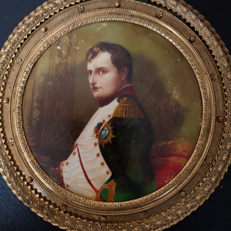 Antique French Porcelain Plaque Half Bust Portrait Napoleon 6.5" gallery