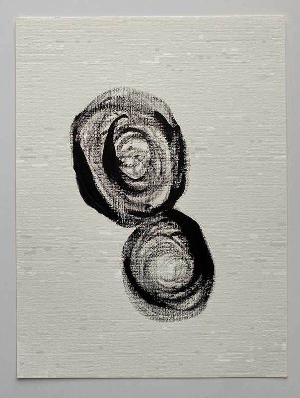 Abstract Acrylic Original Painting On Canvas Paper 9X12 Wall Art Black White