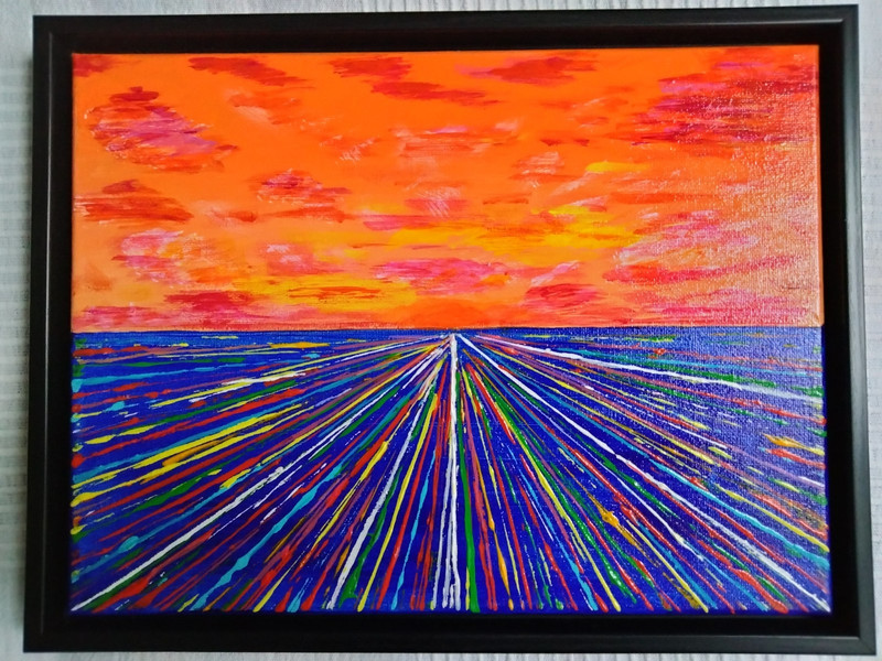 Framed Original Hand Painted Acrylic Painting on Stretched Canvas 13″x10″x1.3″