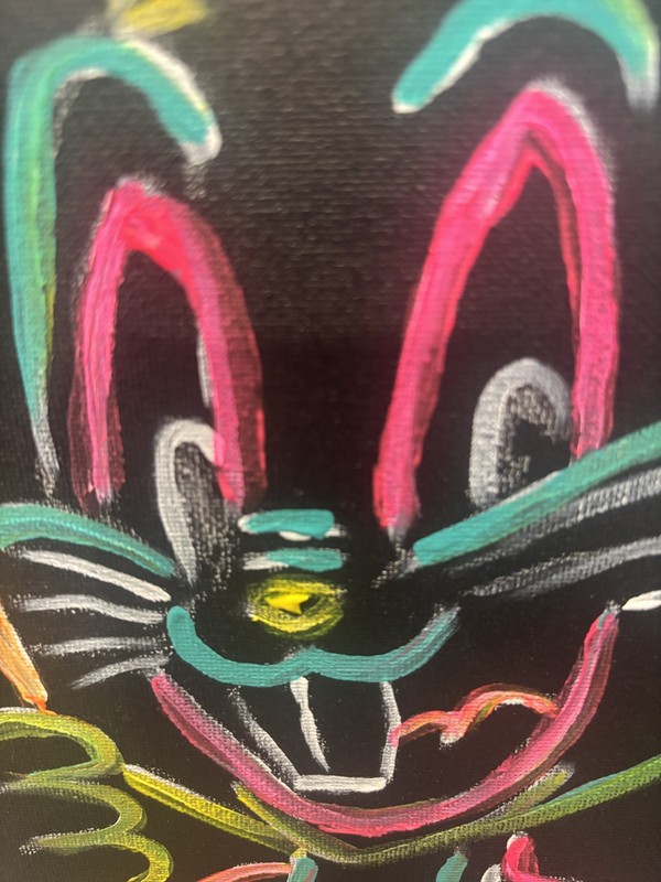 Neon Cartoon Character: Original Acrylic Painting, 11x14, Home Office Decor gallery