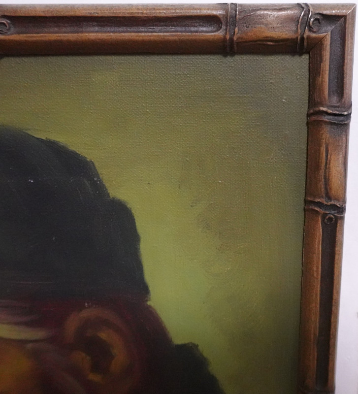 L. CHAN CHINESE MAN SMOKING A PIPE ORIGINAL OIL ON CANVAS PAINTING gallery