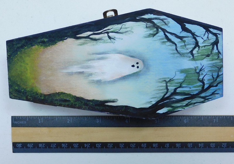 Gothic Coffin/Casket Ghost Painting Red & Purple Trinket Box Art by Rain Crow gallery