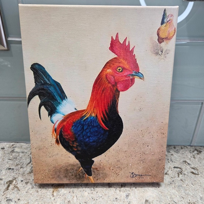 NEW Rooster Gallery Wrap Painting Print 8×10 Rustic Home Decor JDMUNSON