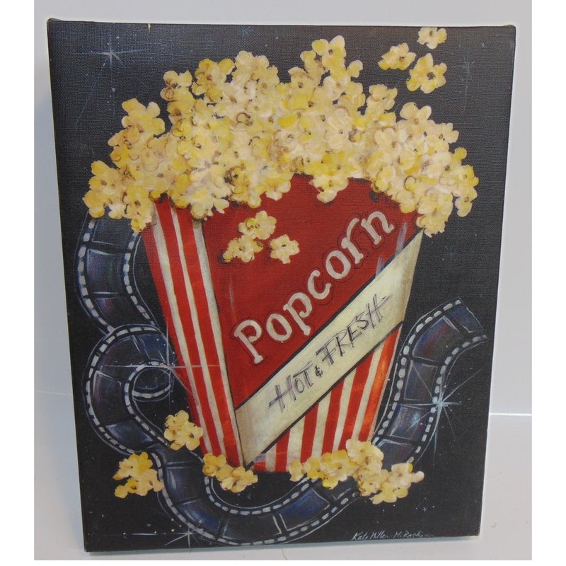 Vintage Popcorn Sign Bucket Home theater Snack Bar Cinema Canvas Theater Movie