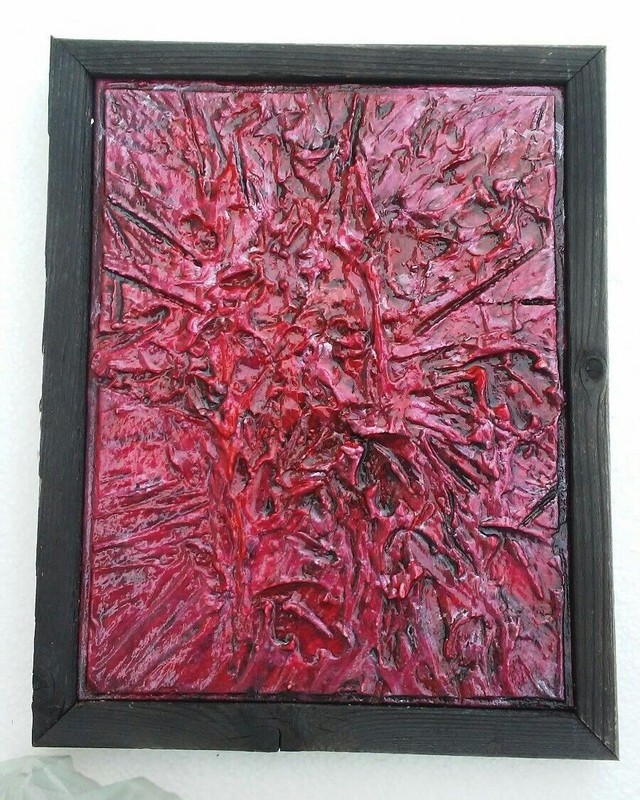 Fused Cranberry Painting Wall Art 11″ x 9″ by DelMarq