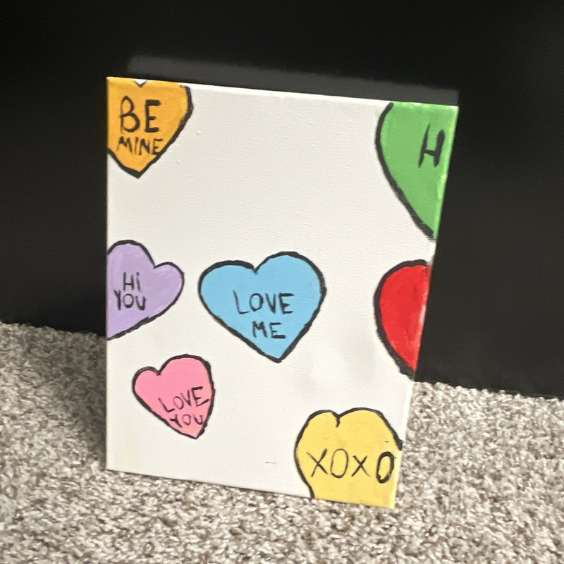Hand-Painted Pop Art Heart Love Canvas Painting «BE MINE» «LOVE ME» «XOXO»