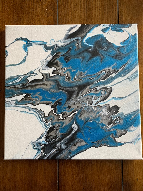 Acrylic Paint pour paining on canvas 12 x 12 Inch, Signed Original