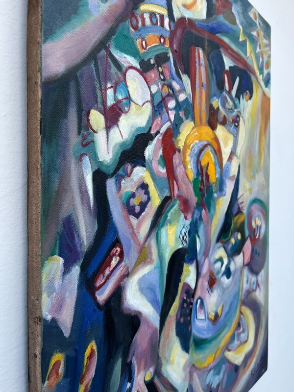 Wassily Kandinsky Abstract Oil Painting on canvas signed and stamped 20 x 28 in. gallery