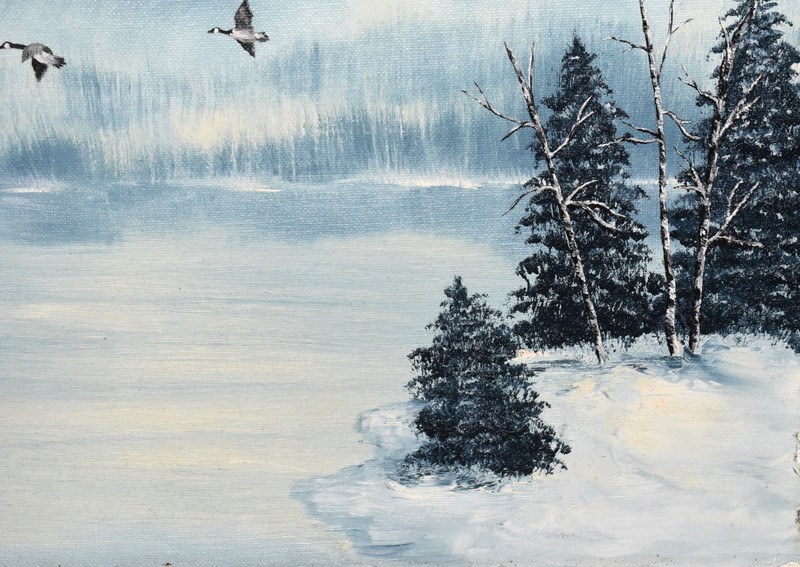 Shirley A. Jackson "Snow And Ice" Original Oil Painting 18" X 14" Frozen Lake gallery