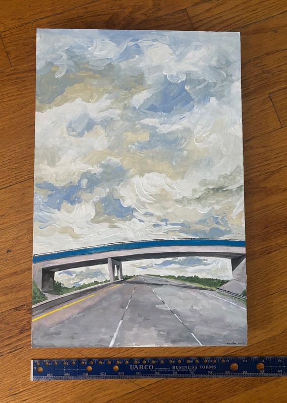 HOWIE KANTER "Iowa Road Trip" - ORIGINAL - ACRYLIC ON WOOD - Frame 12"x18" - 1/1 gallery