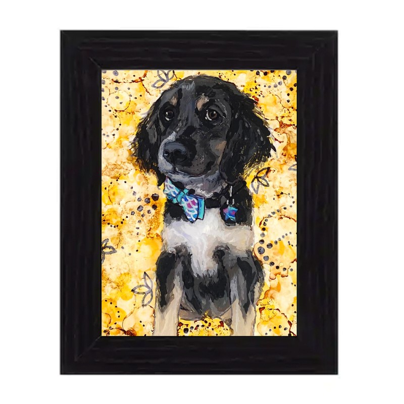 CUSTOM Made to Order 5 x 7 Framed Painted Pet Portrait Reverse-Painted on Glass gallery