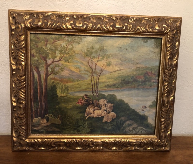 Chas. H. DeBruyn (1934) Oil Panting In Ornate Gilded Frame Landscape Scenery