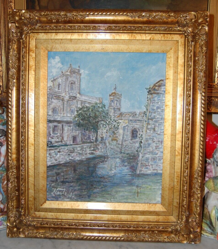 FRAMED SIGNED HECTO VIDAL ORIGINAL OIL CASTILLO DE LA REAL FUERZA HAVANA, CUBA gallery