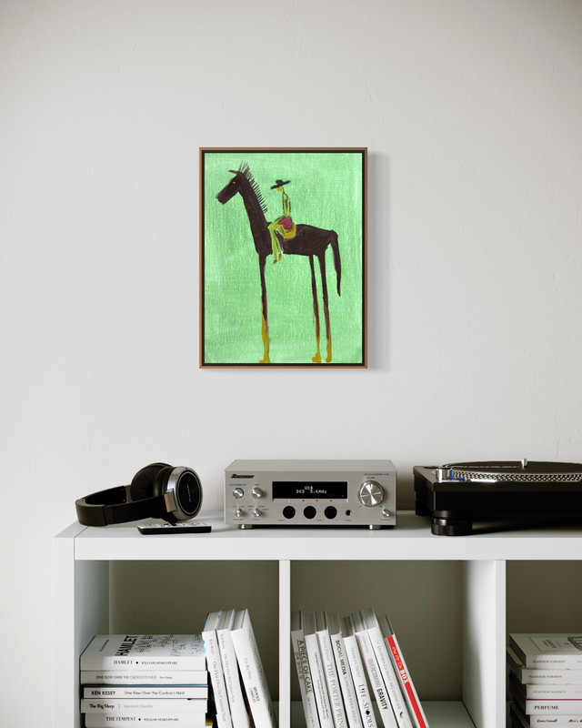 Original Man & Horse Canvas Acrylic Colorful Abstract Western Minimal Wall Art gallery