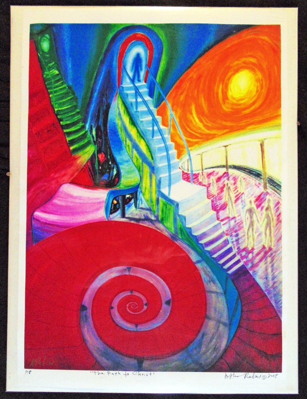 ORIGINAL PRINT Arthur Robins Oil Painting NYC Artist Jesus Christ door to Heaven