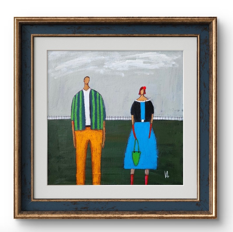 Folk Painting Original Abstract People Portrait Canvas Woman Whimsical 10x10 Art gallery