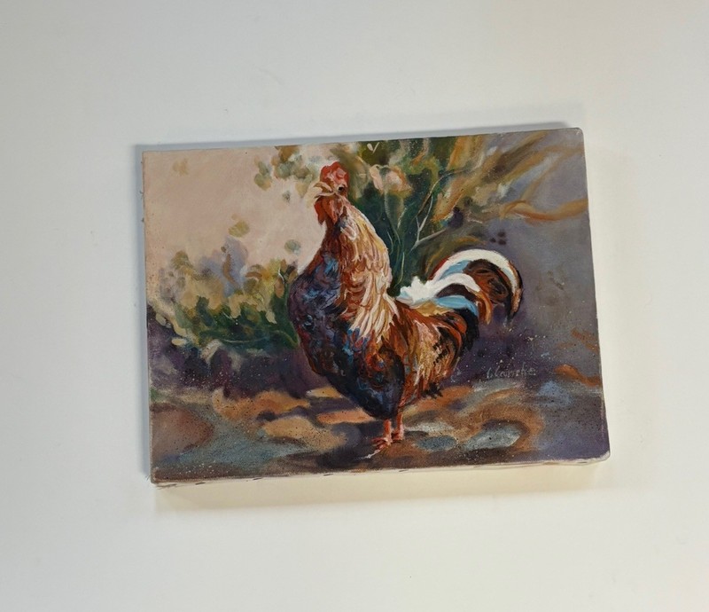 Blanche Buckingham Original Oil Painting Rooster Washington Farm County Vintage