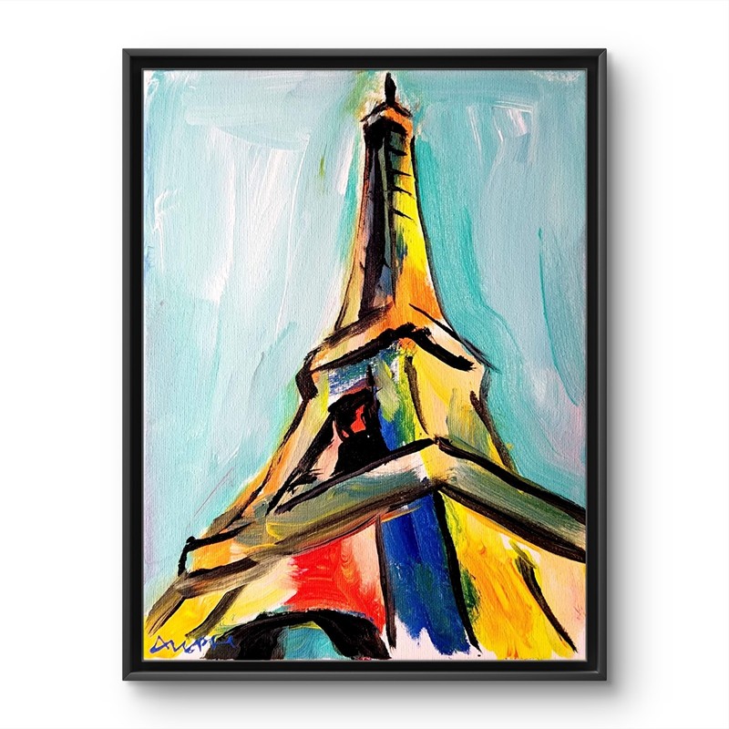 Aleph Original Paris 9 x 12 Abstract Expressionist Wall Art Painting Canvas