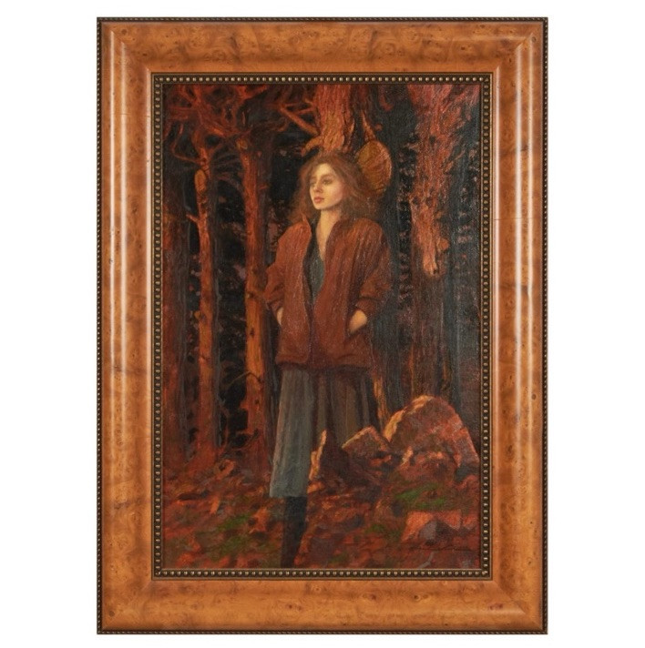 Frederic Michael Wood Mystery Woman Oil Canvas Painting ≈28”x18” Framed 1987 COA