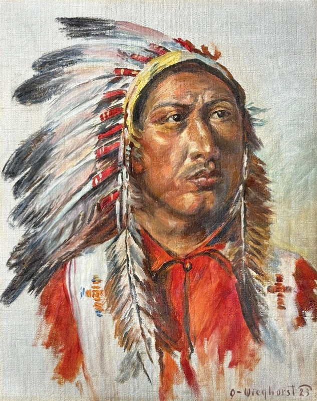 Olaf Wieghorst oil painting Native American Chief Red Eagle 1923