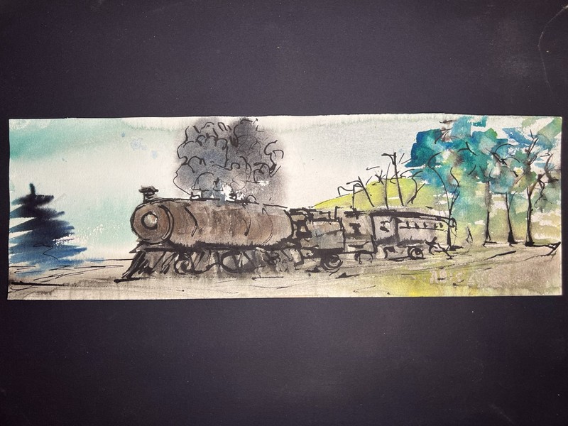 Landscape with Train–Charlotte Hoffman–Watercolor–Mid 20th Century American Art gallery