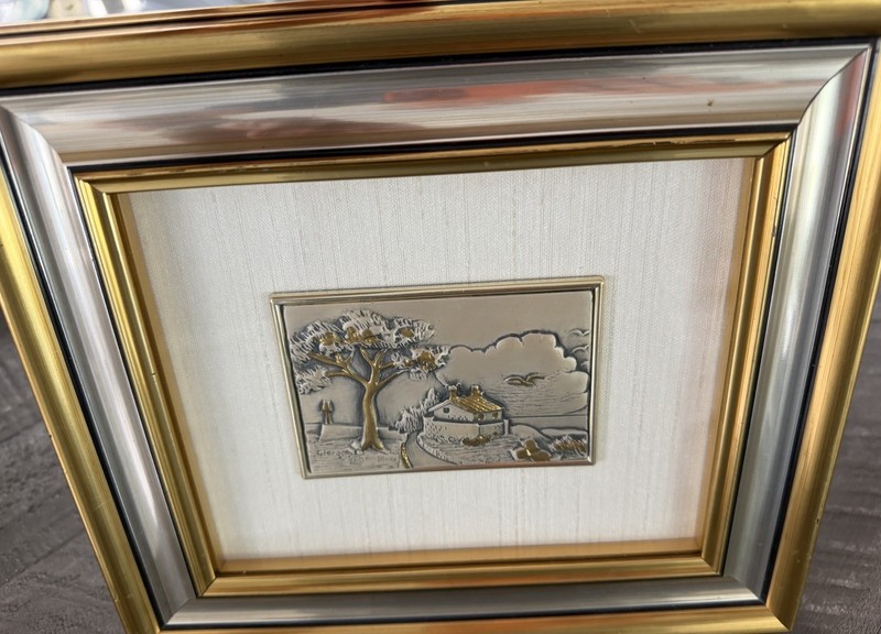 Vintage Creazioni Artistiche Silver Artwork Framed 3-D Sculpture Wall Art