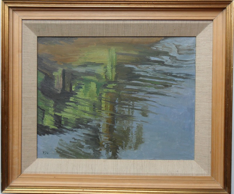 PETER JOHN GARRARD RBA B1929 FINE ORIGINAL OIL ON CANVAS ‘REFLECTIONS, FRANCE’