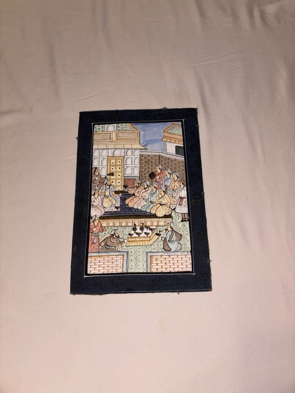 Handmade Mughal Style Indian Miniature Painting Court Scene On Paper gallery