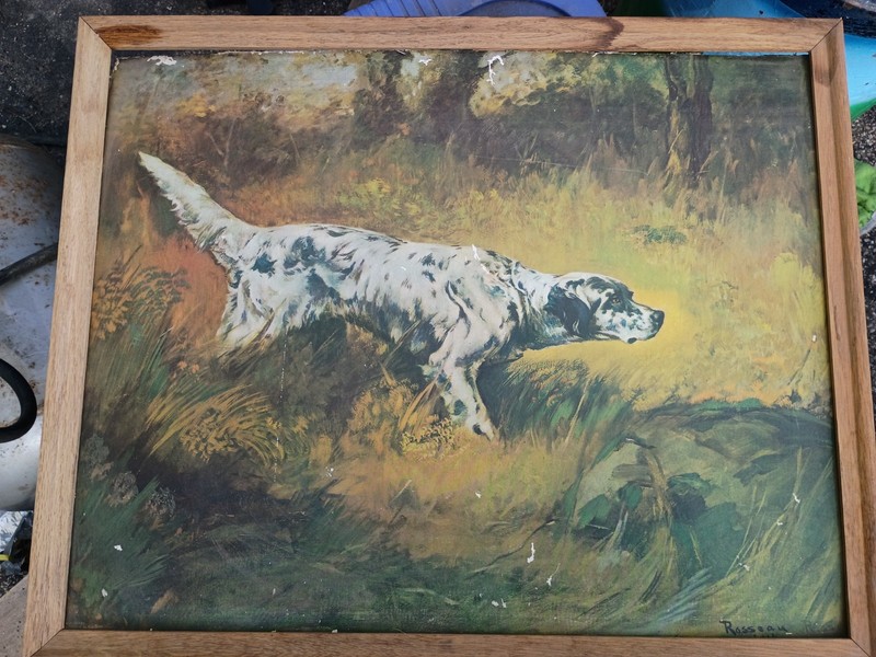 Browning Framed Signed Realism Dog Painting, Medium Animals Theme