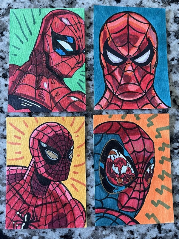 SPIDER-MAN CARD – ACEO Art Sketch 2.5 X 3.5 Rock Music Painting Drawing Paper