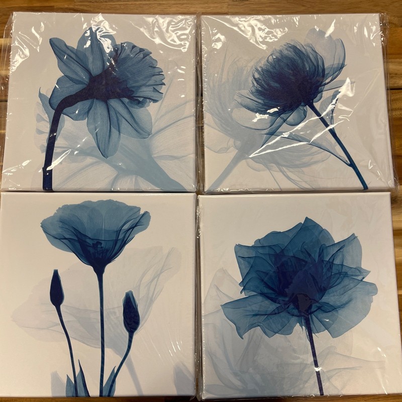 Pyradecor Large Blue Flickering Flower Modern Abstract Paintings Canvas Wall …