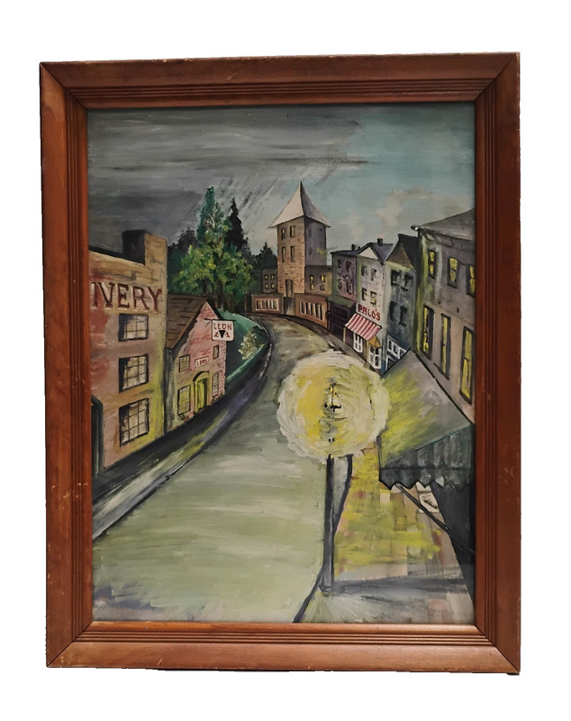VTG Expressionist Gouache On Paper Painting French Street Scene Unsigned 18X14