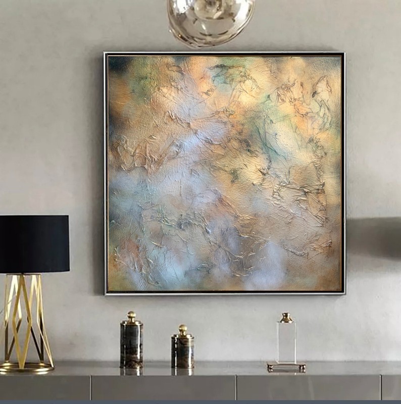 Golden Univers Abstract Texture Painting On Canvas green bronz shades living