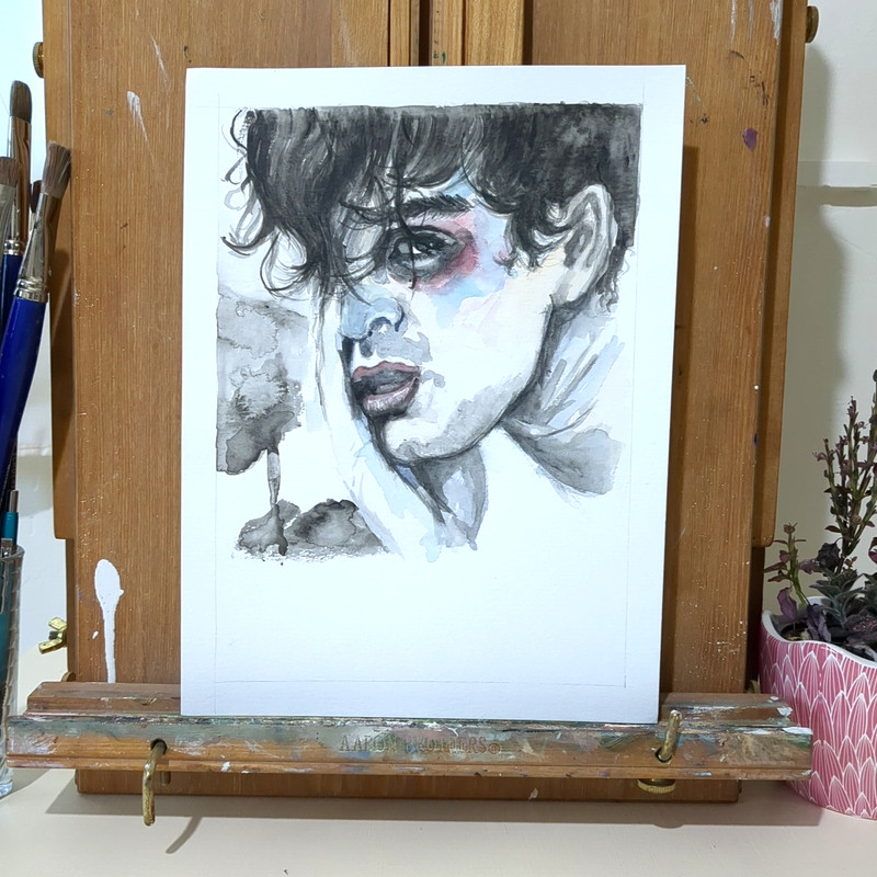 Original Watercolor Painting Portrait Study. of a Man 9×12 by Jake J