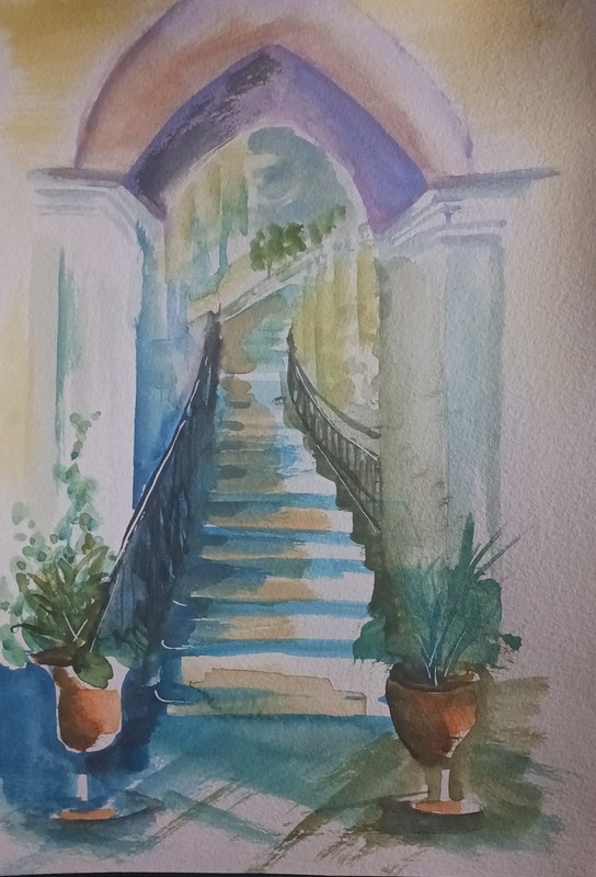 Lisa Kaiser Original Watercolor Painting, Doorway, 8.25x12 gallery