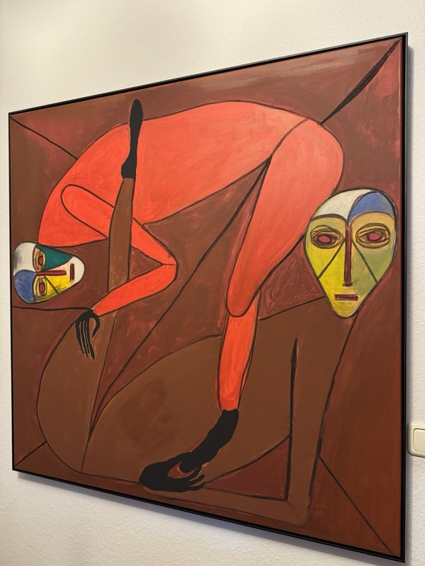 Acrylic Paints and Charcoal, Framed, 120 x 5 x 120 cm