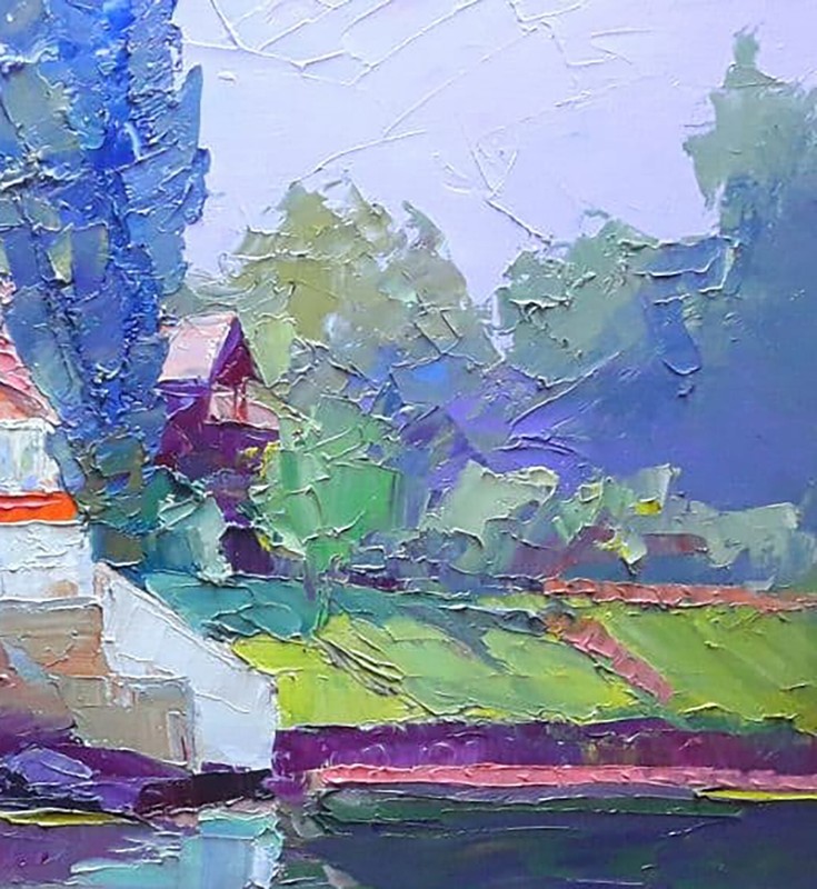 Oil Painting White Sailboat Serdyuk B. Unframed Original Wall Hanging nSerb699 gallery