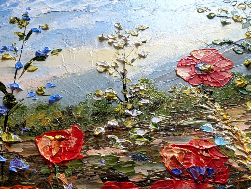 ORIGINAL OIL Painting Red Poppies FLOWERS impasto 10"x 8" by Olga Diduh. gallery