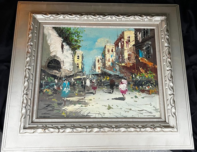 Vintage Landscape Oil Painting Cityscape Rome Italy Mid Century Modern Framed gallery