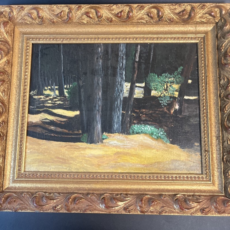 Vtg 70's Acrylic Painting Art Nouveau Wood Gold Frame 20"X24" Gilt Picture Frame gallery