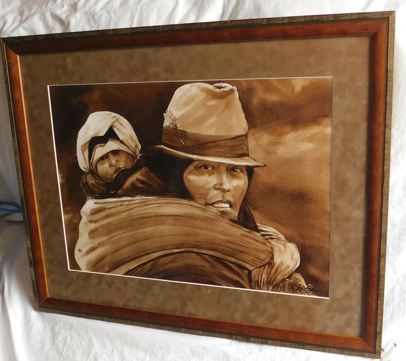 FINE ORIGINAL SIGNED LATIN AMERICAN WATERCOLOR gallery