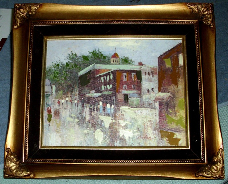 Anton Sipos Signed Vintage Hand Embellished Giclee Print on Canvas Board Nice!