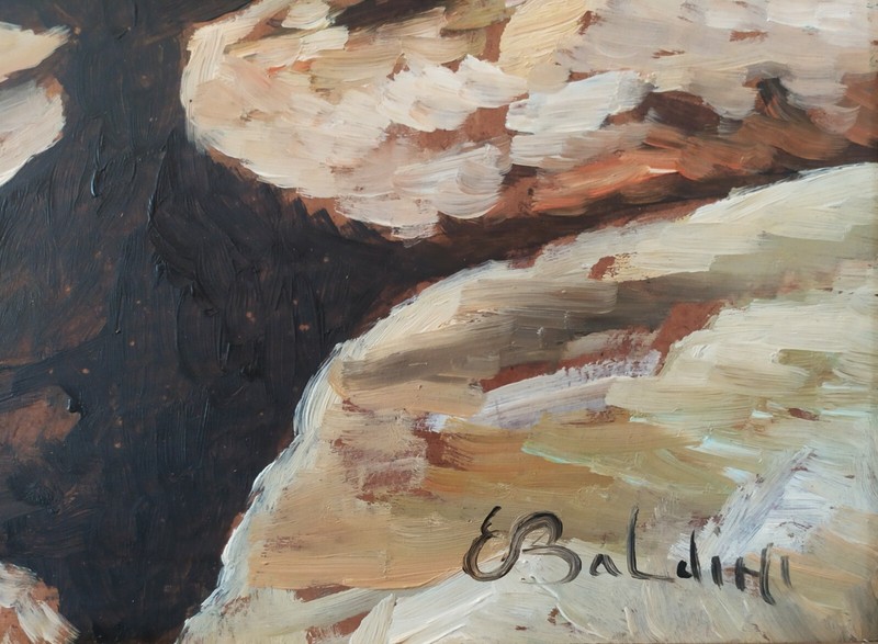 Italian Coastal Landscape, Seascape with Lighthouse,Original Oil Painting signed gallery